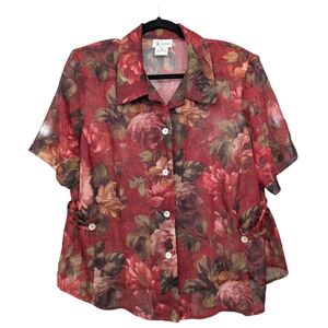 K WOMAN | Y2K Women's Sheer Blouse  | Floral | Plus Size 18W